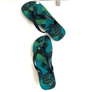 NEW! Havaianas Teal, Green and Black Sandals